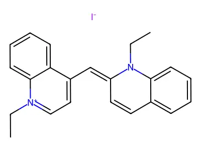 Quinolinium, 1-ethyl-2-[(1-ethyl-4(1H)-quinolinylidene)methyl]-, iodide structure
