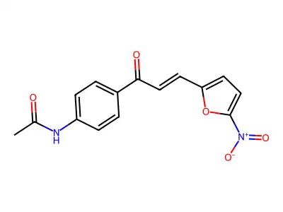 N-[4-[3-(5-nitrofuran-2-yl)prop-2-enoyl]phenyl]acetamide structure