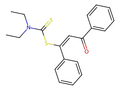 (3-oxo-1,3-diphenylprop-1-enyl) N,N-diethylcarbamodithioate structure