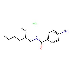 Benzamide, 4-amino-N-(2-ethylhexyl)-, hydrochloride (1:1) structure