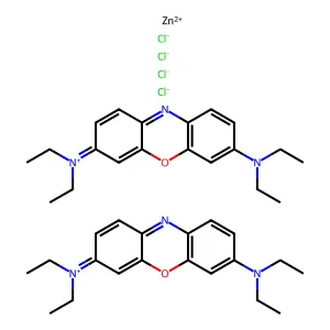 3,7-Bis(diethylamino)phenoxazin-5-ium tetrachlorozincate (2:1) structure