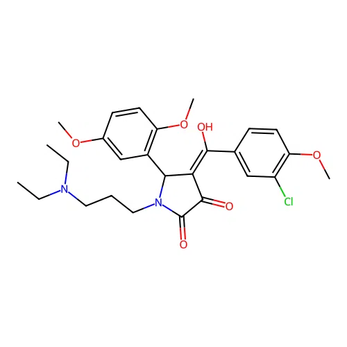 (4E)-4-[(3-chloro-4-methoxyphenyl)-hydroxymethylidene]-1-[3-(diethylamino)propyl]-5-(2,5-dimethoxyphenyl)pyrrolidine-2,3-dione structure