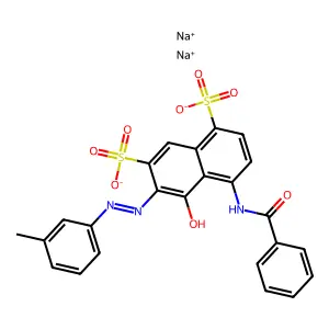 Disodium 4-(benzoylamino)-5-hydroxy-6-((m-tolyl)azo)naphthalene-1,7-disulphonate structure
