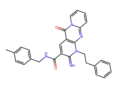 2-imino-N-(4-methylbenzyl)-5-oxo-1-(2-phenylethyl)-1,5-dihydro-2H-dipyrido[1,2-a:2',3'-d]pyrimidine-3-carboxamide structure