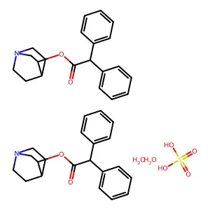 3-Quinuclidinol, diphenylacetate (ester), hydrogen sulfate (2:1) dihydrate structure