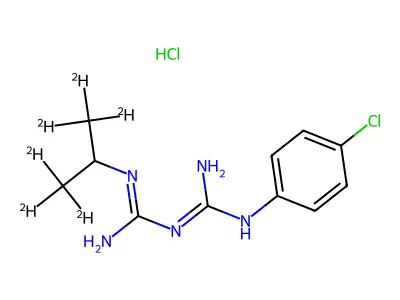 (1E)-1-[amino-(4-chloroanilino)methylidene]-2-propan-2-ylguanidine;hydrochloride structure