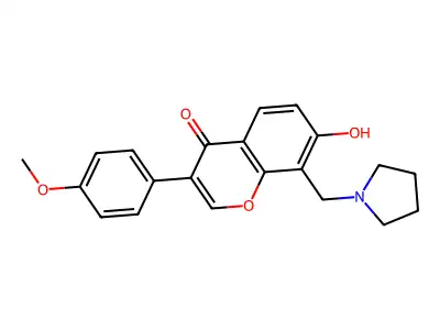7-hydroxy-3-(4-methoxyphenyl)-8-(pyrrolidin-1-ylmethyl)-4H-chromen-4-one structure