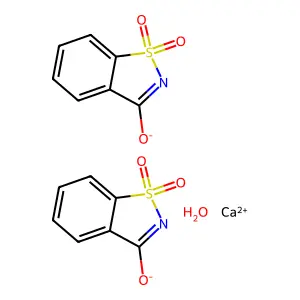 Calcium saccharin hydrate structure