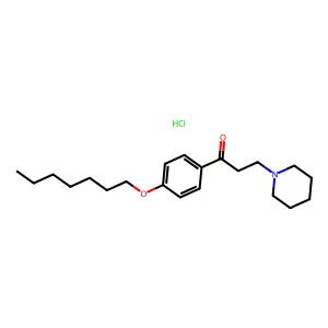 Propiophenone, 4'-heptyloxy-3-piperidino-, hydrochloride structure
