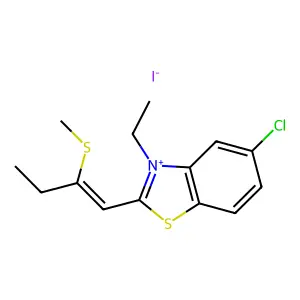 Benzothiazolium, 5-chloro-3-ethyl-2-(2-(methylthio)-1-buten-1-yl)-, iodide (1:1) structure