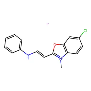 Benzoxazolium, 6-chloro-3-methyl-2-[2-(phenylamino)ethenyl]-, iodide (1:1) structure