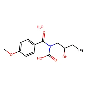 3-(Carboxy(4-methoxybenzoyl)amino)-2-hydroxypropyl--mercury--water (1/1/1) structure