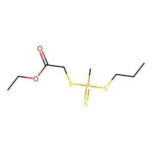 Acetic acid, mercapto-, ethyl ester, propyl methylphosphonotrithioate structure