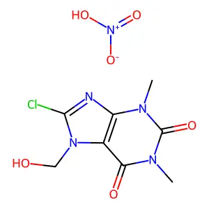 Theophylline, 8-chloro-7-hydroxymethyl-, nitrate (ester) structure