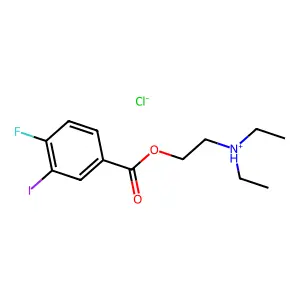 Benzoic acid, 4-fluoro-3-iodo-, 2-(diethylamino)ethyl ester, hydrochloride structure