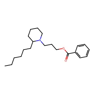 Benzoic acid, 3-(2'-hexylpiperidino)propyl ester structure