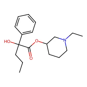Mandelic acid, alpha-propyl-, 1-ethyl-3-piperidyl ester structure