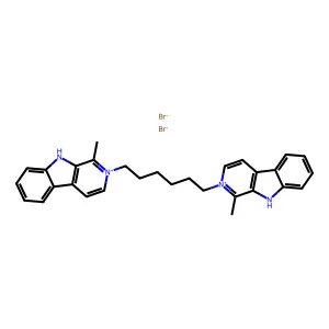 9H-Pyrido(3,4-b)indolium, 2,2'-hexamethylenebis(1-methyl-, dibromide structure