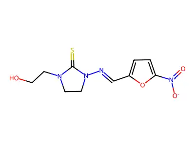 1-(2-Hydroxyethyl)-3-(5-nitrofurfurylideneamino)-2-imidazolidinethione structure