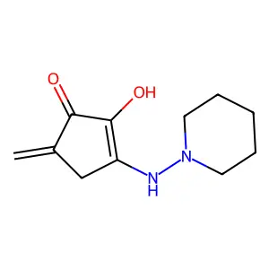 2-Cyclopenten-1-one, 2-hydroxy-5-methylene-3-piperidinoamino- structure