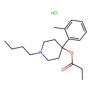 4-Piperidinol, 1-butyl-4-(o-tolyl)-, propionate, hydrochloride structure