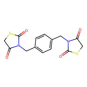 3-{4-[(2,4-Dioxo-1,3-thiazolidin-3-yl)methyl]benzyl}-1,3-thiazolidine-2,4-dione structure