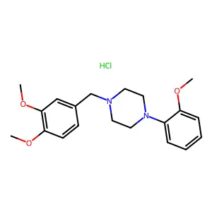 Piperazine, 1-(3,4-dimethoxybenzyl)-4-(2-methoxyphenyl)-, hydrochloride structure