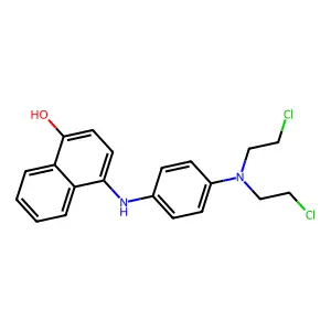 1-Naphthalenol, 4-((p-(bis(2-chloroethyl)amino)phenyl)amino)- structure