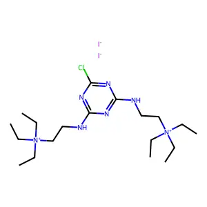 s-Triazine, 2,4-bis(2'-(triethylammonio)ethylamino)-6-chloro-, diiodide structure