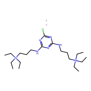 s-Triazine, 2,4-bis(3'-(triethylammonio)propylamino)-6-chloro-, diiodide structure