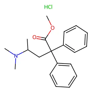 Methyl 4-(dimethylamino)-2,2-diphenylpentanoate--hydrogen chloride (1/1) structure