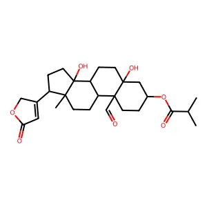 5,14-Dihydroxy-3-[(2-methylpropanoyl)oxy]-19-oxocard-20(22)-enolide structure