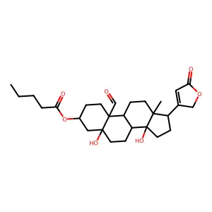 5,14-Dihydroxy-19-oxo-3-(pentanoyloxy)card-20(22)-enolide structure