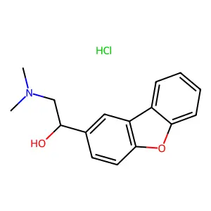 Ethanol, 1-(dibenzofuran-2''-yl)-2-dimethylamino-, hydrochloride structure