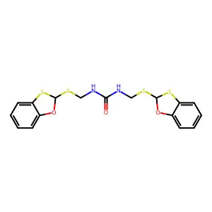 Urea, N,N'-bis((1,3-benzoxathiol-2-ylthio)methyl)- structure