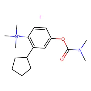 Ammonium, ((4-hydroxy-2-cyclopentyl)phenyl)trimethyl-, iodide, dimethylcarbamate structure