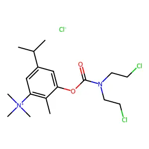 Ammonium, (5-hydroxycarvacryl)trimethyl-, chloride, bis(2-chloroethyl)carbamate structure