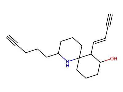 (2R,6R,7alpha,8beta)-7-[(Z)-1-Buten-3-ynyl]-2-(4-pentynyl)-1-azaspiro[5.5]undecan-8-ol structure