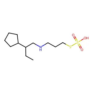 Propanethiol, 3-((2-cyclopentylbutyl)amino)-, hydrogen sulfate (ester) structure