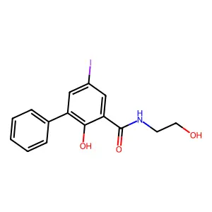 Salicylamide, N-(beta-hydroxyethyl)-5-iodo-3-phenyl- structure