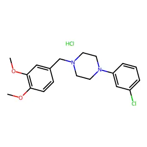 Piperazine, 4-(3-chlorophenyl)-1-(3,4-dimethoxybenzyl)-, hydrochloride structure