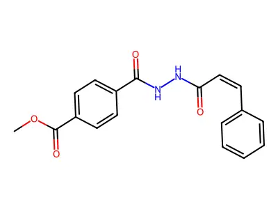 Monomethyl terephthalate 2-cinnamoylhydrazide structure