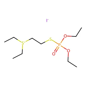 4-Ethoxy-8-ethyl-4-oxo-3-oxa-5-thia-8-thionia-4lambda~5~-phosphadecane iodide structure