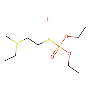 4-Ethoxy-8-methyl-4-oxo-3-oxa-5-thia-8-thionia-4lambda~5~-phosphadecane iodide structure