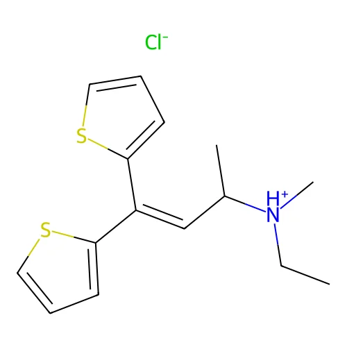 N-Ethyl-N,1-dimethyl-3,3-di-2-thienylallylamine hydrochloride structure