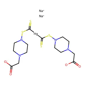 Mercury(2-), bis(4-(dithiocarboxy)-1-piperazineacetato(2-))-, disodium structure