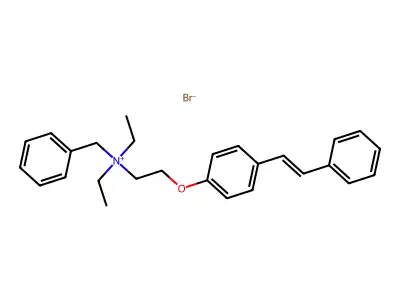 Benzyl-diethyl-[2-[4-(2-phenylethenyl)phenoxy]ethyl]azanium bromide structure