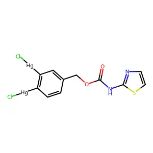 2-Thiazolecarbamic acid, 4,5-bis(chloromercuri)-, benzyl ester structure