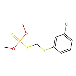 Phosphorodithioic acid, S-(((m-chlorophenyl)thio)methyl) O,O-dimethyl ester structure