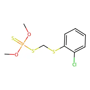 Phosphorodithioic acid, S-(((o-chlorophenyl)thio)methyl) O,O-dimethyl ester structure